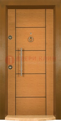 Коричневая входная дверь c МДФ панелью ЧД-13 в частный дом в Новосибирске