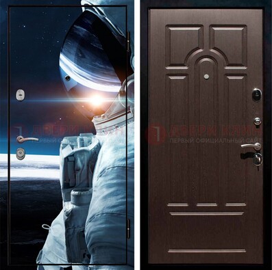 Синяя стальная дверь с фотопечатью ДФ-4 в Новосибирске