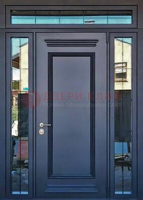 Черная металлическая дверь с фрамугой и филенкой ДФГ-19 в Новосибирске
