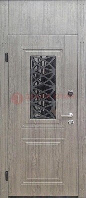 Металлическая дверь Винорит стекло и ковка с фрамугой ДФГ-33 в Новосибирске