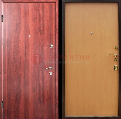 Красная железная дверь с ламинатом ДЛ-3 в Новосибирске