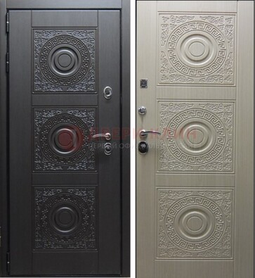 Темная стальная дверь с МДФ ДМ-161 для коттеджа в Новосибирске