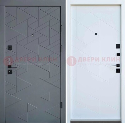 Серая металлическая дверь МДФ с узором  ДМ-224 в Новосибирске