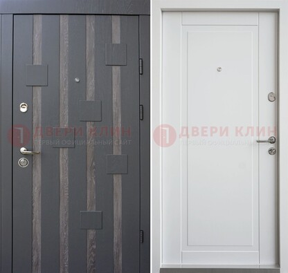 Темная металлическая дверь c белом МДФ внутри ДМ-231 в Новосибирске