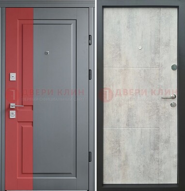 Серая с красной полосой металлическая дверь МДФ ДМ-245 в Электрогорске
