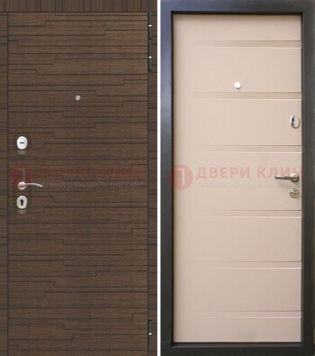 Светлая железная дверь c фрезерованной МДФ ДМ-248 в Новосибирске
