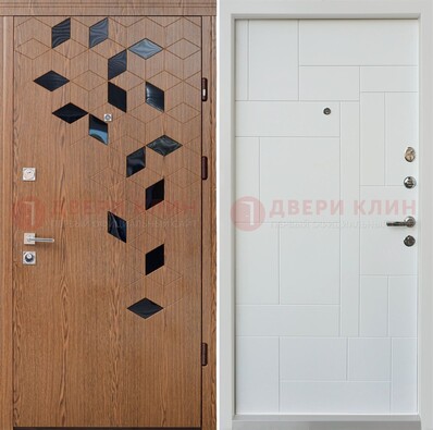 Металлическая белая дверь c МДФ Махагон ДМ-256 в Новосибирске