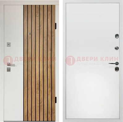 Белая с коричневой вставкой филенчатая дверь МДФ ДМ-278 в Новосибирске