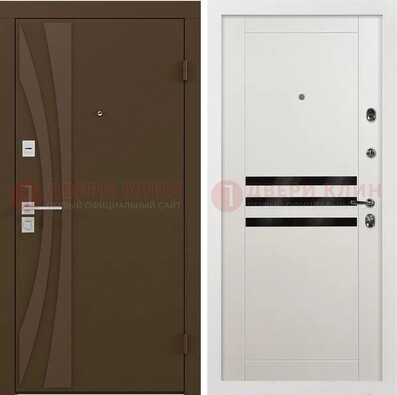 Стальная коричневая дверь с МДФ панелями ДМ-293 в Новосибирске