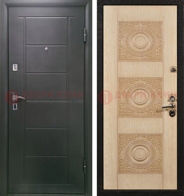 Темная железная дверь с МДФ в квартиру ДМ-344 в Ставрополе