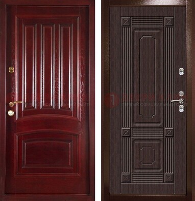 Красная стальная дверь с филенчатой МДФ ДМ-398 в Новосибирске