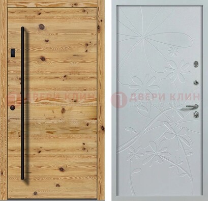Металлическая дверь с МДФ в светлом цвете ДМ-412 в Новосибирске
