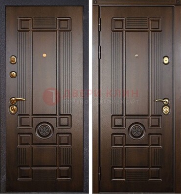Квартирная коричневая железная дверь с МДФ ДМ-45 в Новосибирске