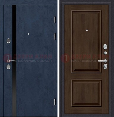 Синяя входная дверь МДФ с обеих сторон ДМ-473 в Новосибирске