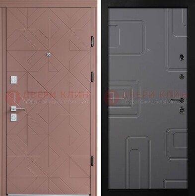 Красная стальная дверь в квартиру с МДФ хайтек ДМ-493 в Новосибирске