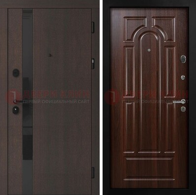 Темная входная дверь с МДФ панелями в квартиру ДМ-499 в Новосибирске