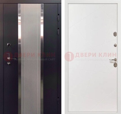 Темная металлическая дверь в квартиру МДФ с двух сторон ДМ-512 в Новосибирске