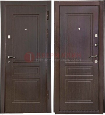 Антивандальная коричневая железная дверь с МДФ ДМ-61 в Новосибирске