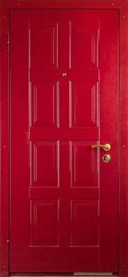 Красная стальная дверь с МДФ с рисунком ДМ-94 в квартиру в Новосибирске