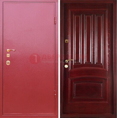 Красная металлическая дверь с порошковым напылением ДП-165 в Новосибирске