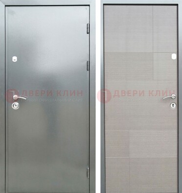Металлическая серая дверь с порошковым покрытием и серым МДФ внутри ДП-250 в Новосибирске