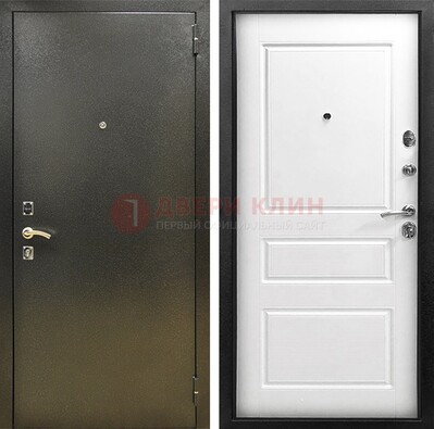 Входная дверь Темное серебро с порошковым напылением и белой МДФ ДП-272 в Новосибирске