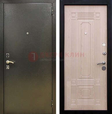 Входная темно-серая дверь с порошковым напылением и МДФ ДП-273 в Новосибирске