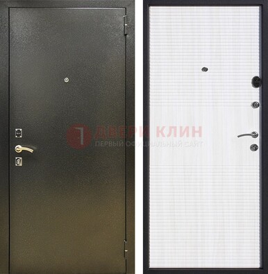 Стальная темно-серая дверь с порошковой отделкой и МДФ Белый ясень ДП-279 в Новосибирске