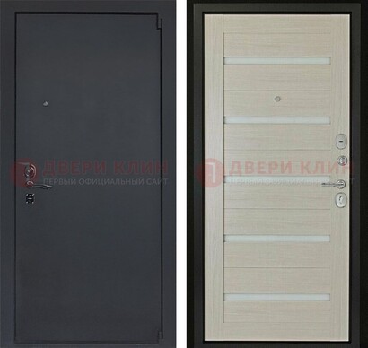 Черная стальная дверь с порошковым окрасом и стеклом ДП-309 в Сосновый Бор