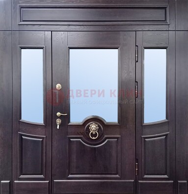 Филенчатая металлическая дверь с панелью МДФ и стеклом ДПР-102 в Новосибирске