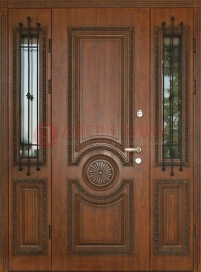 Парадная распашная стальная дверь Винорит со стеклом ДПР-106 в Новосибирске