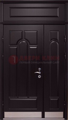 Парадная дверь с металлическими вставками ДПР-47 и фрамугой в Новосибирске