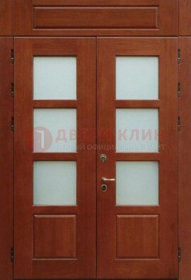 Металлическая парадная дверь со стеклом ДПР-69 для загородного дома в Новосибирске