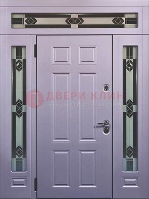 Филенчатая железная парадная дверь с фрамугами ДПР-82 в Ликино-Дулево