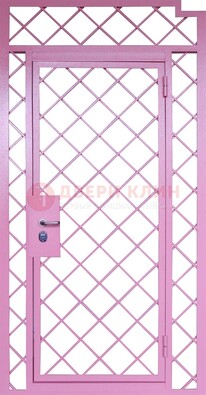 Розовая металлическая решетчатая дверь ДР-15 в Новосибирске