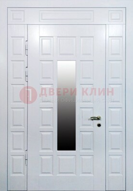 Белая входная дверь с МДФ панелью и стеклом ДС-56 в Новосибирске