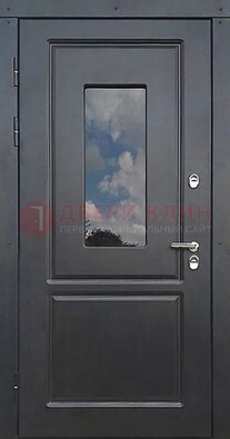 Чёрная металлическая дверь со стеклом ДС-77 в Новосибирске