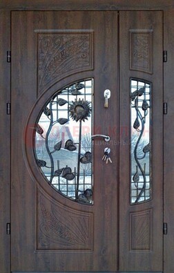 Входная дверь стекло с ковкой и резьбой ДСК-202 в Новосибирске
