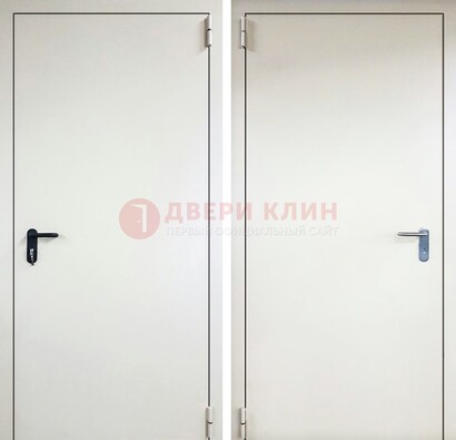 Белая железная техническая дверь ДТ-16 в Новосибирске