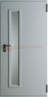 Белая железная техническая дверь со вставкой из стекла ДТ-9 в Брянске