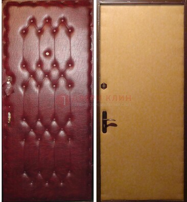 Бордовая металлическая дверь с винилискожей ДВ-1 в Новосибирске