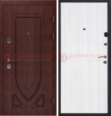 Уличная темная филенчатая дверь с виноритом и МДФ Белый ясень ДВТ-141 в Новосибирске