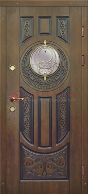 Одностворчатая входная дверь с виноритом и стеклом ДВТ-193 в Новосибирске