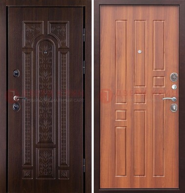 Темная металлическая дверь с виноритом и узором ДВТ-224 в Новосибирске