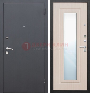 Черная входная дверь с зеркалом МДФ внутри ДЗ-31 в Новосибирске