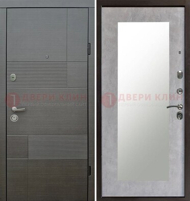 Темная входная дверь с МДФ панелью Венге и зеркалом внутри ДЗ-51 в Новосибирске