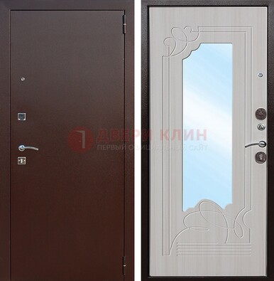 Стальная дверь с порошковым покрытием с резной МДФ и зеркалом ДЗ-66 в Новосибирске