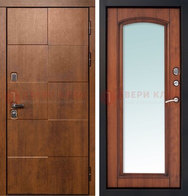 Белая филенчатая дверь с фрезерованной МДФ и зеркалом ДЗ-81 в Новосибирске