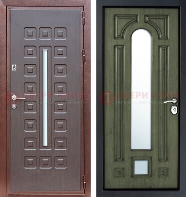 Металлическая серая дверь с порошковым покрытием и МДФ Венге с зеркалом ДЗ-84 в Новосибирске