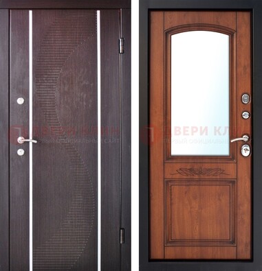 Входная дверь с МДФ и МДФ внутри с зеркалом ДЗ-88 в Электростали
